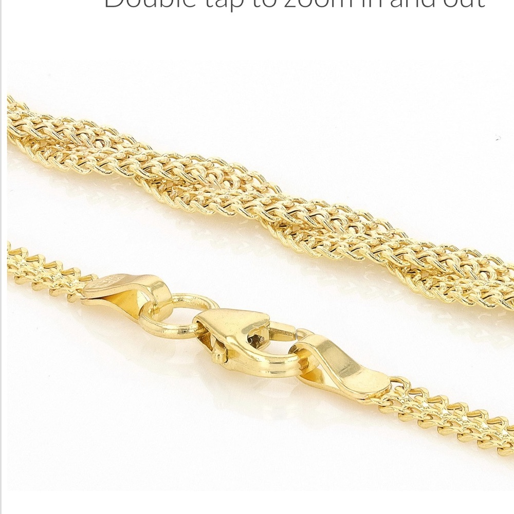 NEW SOLID 10K YG Necklace Yellow Gold Double Curb Link Braided Design Chain 10k - Picture 3 of 15